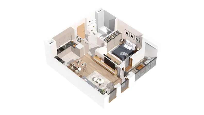 2 pokoje, mieszkanie 48,08 m², piętro 3, oferta nr 2.03.E30, Ogrody Andersa IV, Gliwice, Wojska Polskiego, ul. J. Sowińskiego