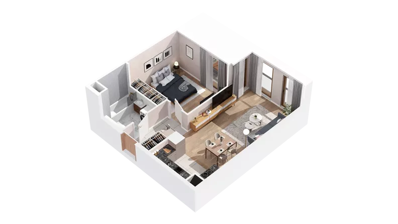 2 pokoje, mieszkanie 48,08 m², piętro 3, oferta nr 2.03.E30, Ogrody Andersa IV, Gliwice, Wojska Polskiego, ul. J. Sowińskiego