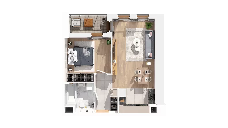 2 pokoje, mieszkanie 47,96 m², piętro 4, oferta nr 2.04.A21, Ogrody Andersa IV, Gliwice, Wojska Polskiego, ul. J. Sowińskiego