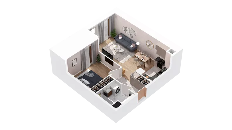 2 pokoje, mieszkanie 47,96 m², piętro 4, oferta nr 2.04.A21, Ogrody Andersa IV, Gliwice, Wojska Polskiego, ul. J. Sowińskiego