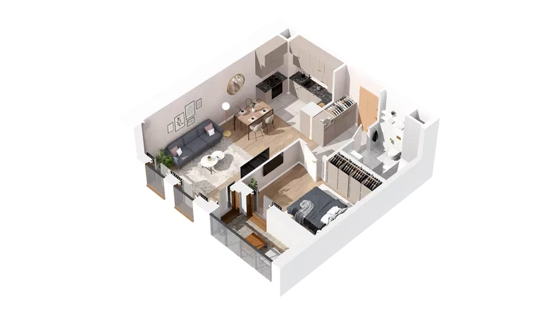 2 pokoje, mieszkanie 47,96 m², piętro 4, oferta nr 2.04.A21, Ogrody Andersa IV, Gliwice, Wojska Polskiego, ul. J. Sowińskiego