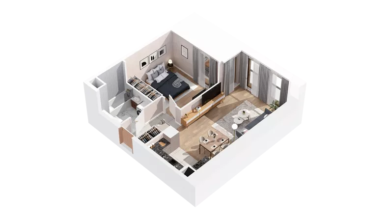 2 pokoje, mieszkanie 47,96 m², piętro 4, oferta nr 2.04.A21, Ogrody Andersa IV, Gliwice, Wojska Polskiego, ul. J. Sowińskiego