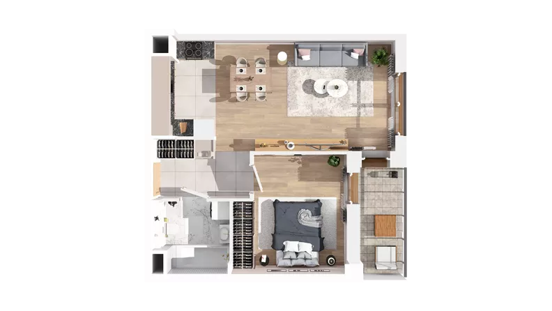 2 pokoje, mieszkanie 47,87 m², piętro 4, oferta nr 2.04.B34, Ogrody Andersa IV, Gliwice, Wojska Polskiego, ul. J. Sowińskiego