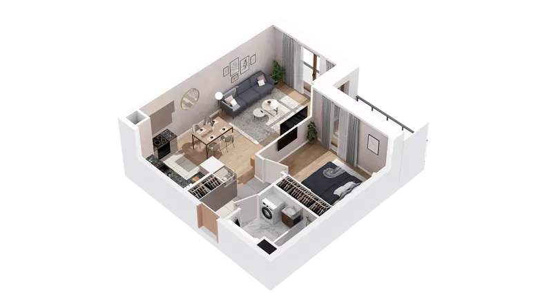 2 pokoje, mieszkanie 47,87 m², piętro 4, oferta nr 2.04.B34, Ogrody Andersa IV, Gliwice, Wojska Polskiego, ul. J. Sowińskiego