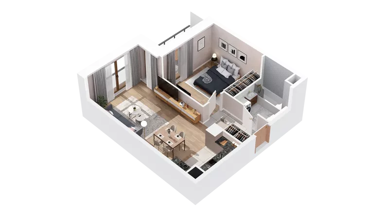 2 pokoje, mieszkanie 47,87 m², piętro 4, oferta nr 2.04.B34, Ogrody Andersa IV, Gliwice, Wojska Polskiego, ul. J. Sowińskiego