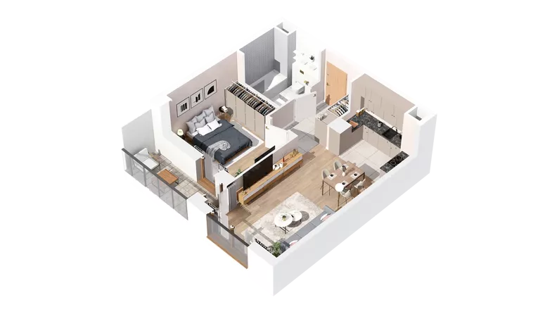 2 pokoje, mieszkanie 47,87 m², piętro 4, oferta nr 2.04.B34, Ogrody Andersa IV, Gliwice, Wojska Polskiego, ul. J. Sowińskiego