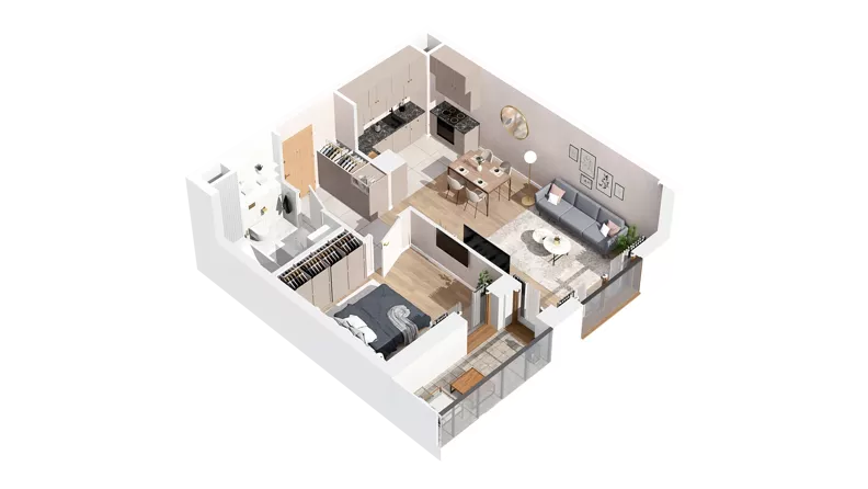 2 pokoje, mieszkanie 47,87 m², piętro 4, oferta nr 2.04.B34, Ogrody Andersa IV, Gliwice, Wojska Polskiego, ul. J. Sowińskiego