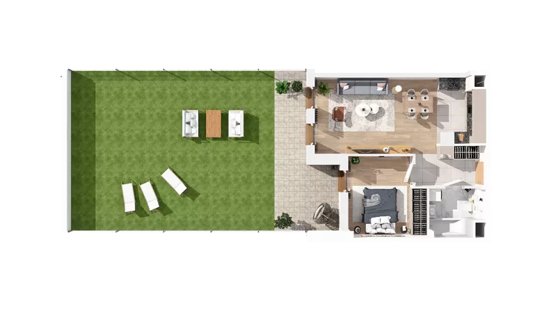 2 pokoje, mieszkanie 46,68 m², parter, oferta nr 3.00.A02, Ogrody Andersa IV, Gliwice, Wojska Polskiego, ul. J. Sowińskiego