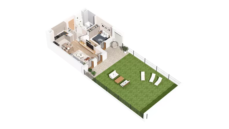 2 pokoje, mieszkanie 46,68 m², parter, oferta nr 3.00.A02, Ogrody Andersa IV, Gliwice, Wojska Polskiego, ul. J. Sowińskiego