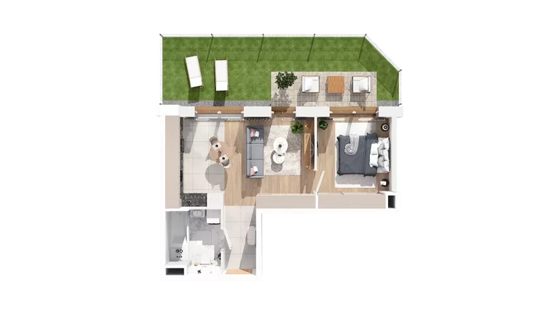 2 pokoje, mieszkanie 40,51 m², parter, oferta nr 3.00.B01, Ogrody Andersa IV, Gliwice, Wojska Polskiego, ul. J. Sowińskiego