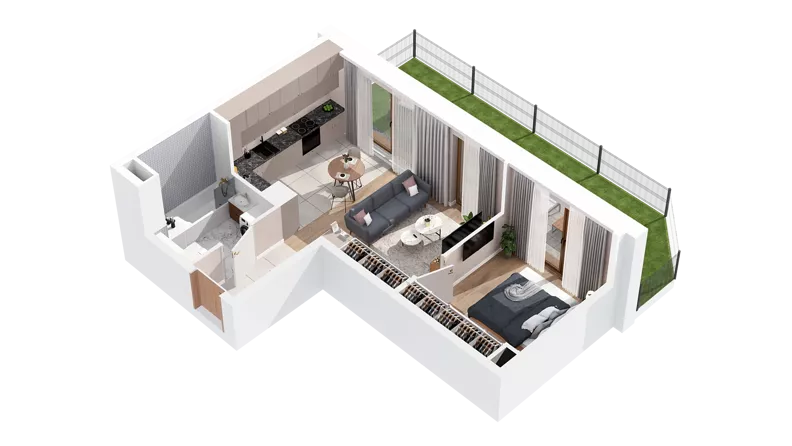 2 pokoje, mieszkanie 40,51 m², parter, oferta nr 3.00.B01, Ogrody Andersa IV, Gliwice, Wojska Polskiego, ul. J. Sowińskiego
