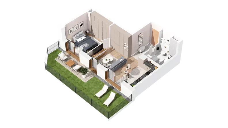 2 pokoje, mieszkanie 40,51 m², parter, oferta nr 3.00.B01, Ogrody Andersa IV, Gliwice, Wojska Polskiego, ul. J. Sowińskiego