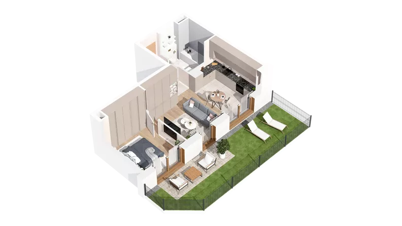 2 pokoje, mieszkanie 40,51 m², parter, oferta nr 3.00.B01, Ogrody Andersa IV, Gliwice, Wojska Polskiego, ul. J. Sowińskiego
