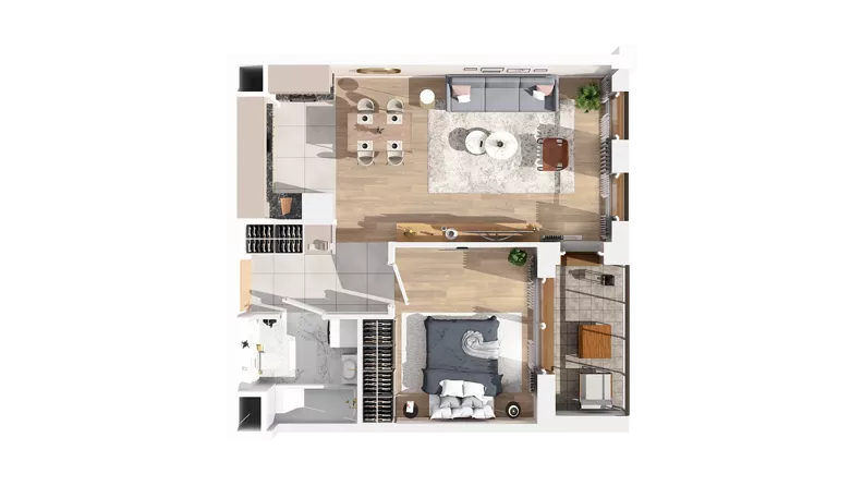 2 pokoje, mieszkanie 48,13 m², piętro 1, oferta nr 3.01.A09, Ogrody Andersa IV, Gliwice, Wojska Polskiego, ul. J. Sowińskiego