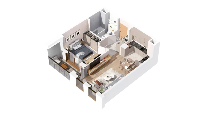 2 pokoje, mieszkanie 48,13 m², piętro 1, oferta nr 3.01.A09, Ogrody Andersa IV, Gliwice, Wojska Polskiego, ul. J. Sowińskiego