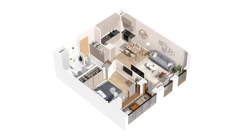 2 pokoje, mieszkanie 48,13 m², piętro 1, oferta nr 3.01.A09, Ogrody Andersa IV, Gliwice, Wojska Polskiego, ul. J. Sowińskiego