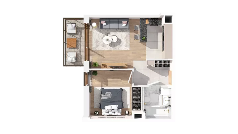2 pokoje, mieszkanie 41,07 m², piętro 1, oferta nr 3.01.A14, Ogrody Andersa IV, Gliwice, Wojska Polskiego, ul. J. Sowińskiego