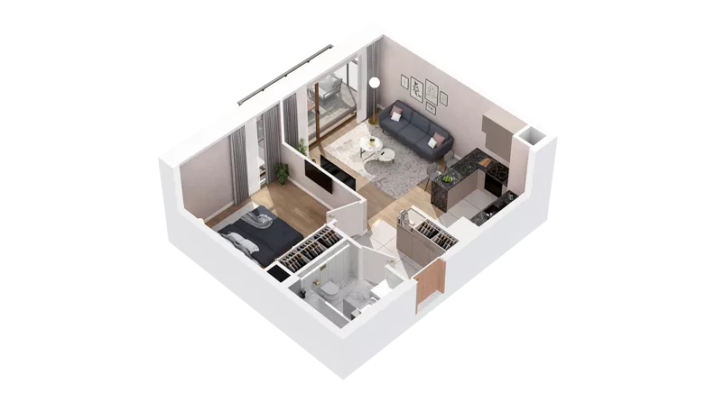 2 pokoje, mieszkanie 41,07 m², piętro 1, oferta nr 3.01.A14, Ogrody Andersa IV, Gliwice, Wojska Polskiego, ul. J. Sowińskiego