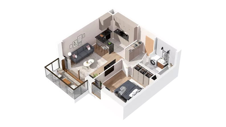 2 pokoje, mieszkanie 41,07 m², piętro 1, oferta nr 3.01.A14, Ogrody Andersa IV, Gliwice, Wojska Polskiego, ul. J. Sowińskiego
