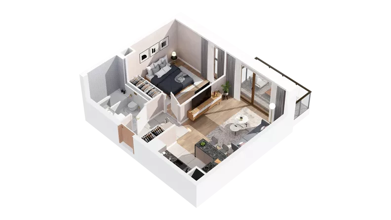 2 pokoje, mieszkanie 41,07 m², piętro 1, oferta nr 3.01.A14, Ogrody Andersa IV, Gliwice, Wojska Polskiego, ul. J. Sowińskiego