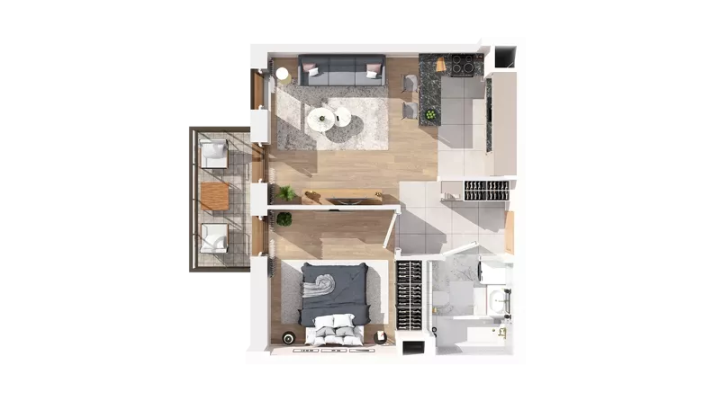 2 pokoje, mieszkanie 41,07 m², piętro 2, oferta nr 3.02.A22, Ogrody Andersa IV, Gliwice, Wojska Polskiego, ul. J. Sowińskiego