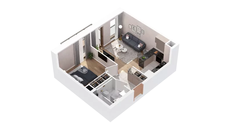 2 pokoje, mieszkanie 41,07 m², piętro 2, oferta nr 3.02.A22, Ogrody Andersa IV, Gliwice, Wojska Polskiego, ul. J. Sowińskiego