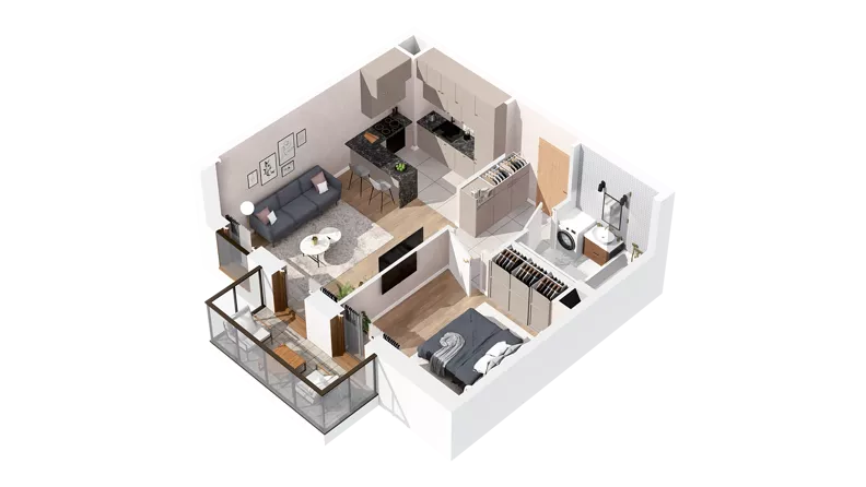 2 pokoje, mieszkanie 41,06 m², piętro 3, oferta nr 3.03.A29, Ogrody Andersa IV, Gliwice, Wojska Polskiego, ul. J. Sowińskiego