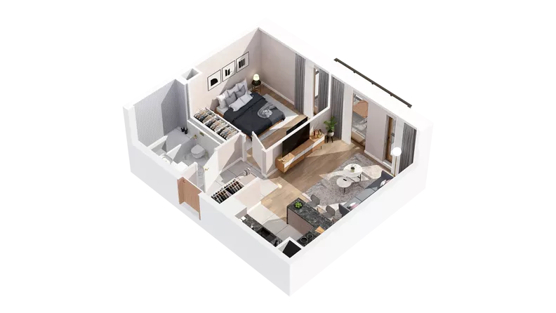 2 pokoje, mieszkanie 41,06 m², piętro 3, oferta nr 3.03.A29, Ogrody Andersa IV, Gliwice, Wojska Polskiego, ul. J. Sowińskiego