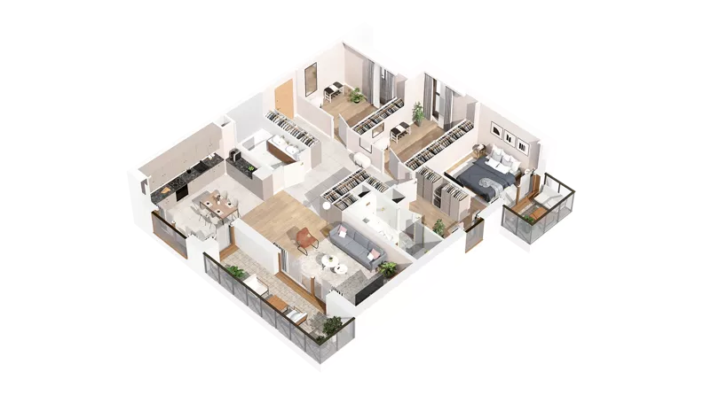 2 pokoje, mieszkanie 99,54 m², piętro 4, oferta nr 3.04.C19, Ogrody Andersa IV, Gliwice, Wojska Polskiego, ul. J. Sowińskiego