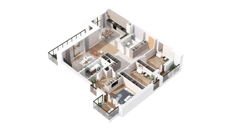 2 pokoje, mieszkanie 99,54 m², piętro 4, oferta nr 3.04.C19, Ogrody Andersa IV, Gliwice, Wojska Polskiego, ul. J. Sowińskiego