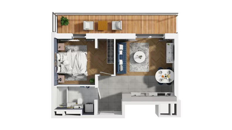 2 pokoje, apartament 41,10 m², piętro 6, oferta nr H2-D-6-3, Heyki City ATAL, Szczecin, Prawobrzeże, Międzyodrze, ul. Leona Heyki