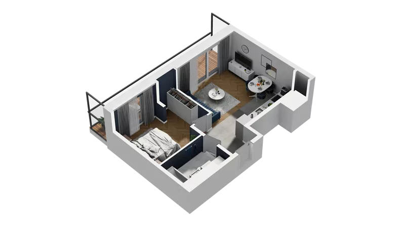 2 pokoje, apartament 41,10 m², piętro 6, oferta nr H2-D-6-3, Heyki City ATAL, Szczecin, Prawobrzeże, Międzyodrze, ul. Leona Heyki