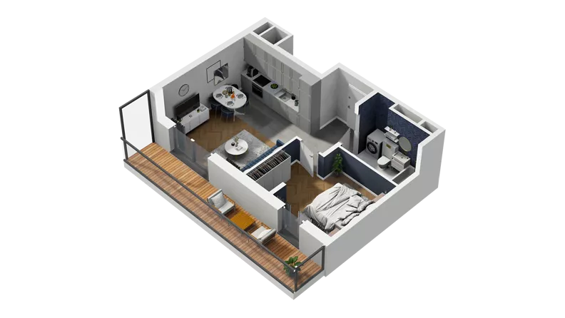 2 pokoje, apartament 41,10 m², piętro 6, oferta nr H2-D-6-3, Heyki City ATAL, Szczecin, Prawobrzeże, Międzyodrze, ul. Leona Heyki