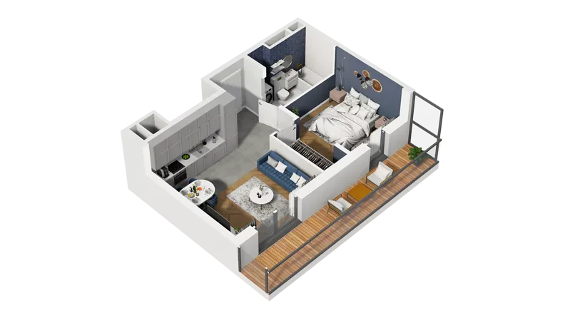 2 pokoje, apartament 41,10 m², piętro 6, oferta nr H2-D-6-3, Heyki City ATAL, Szczecin, Prawobrzeże, Międzyodrze, ul. Leona Heyki