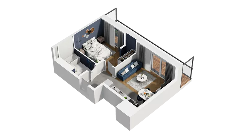2 pokoje, apartament 41,10 m², piętro 6, oferta nr H2-D-6-3, Heyki City ATAL, Szczecin, Prawobrzeże, Międzyodrze, ul. Leona Heyki