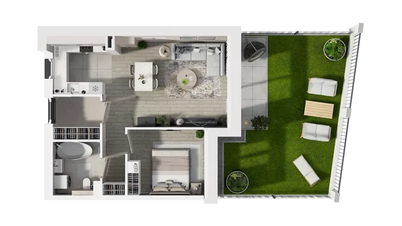 2 pokoje, mieszkanie 49,68 m², parter, oferta nr 14B.1, Przystań Sobieszewo, Gdańsk, Wyspa Sobieszewska, ul. Narcyzowa