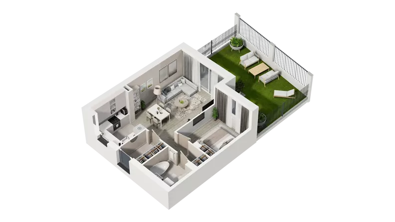 2 pokoje, mieszkanie 49,68 m², parter, oferta nr 14B.1, Przystań Sobieszewo, Gdańsk, Wyspa Sobieszewska, ul. Narcyzowa