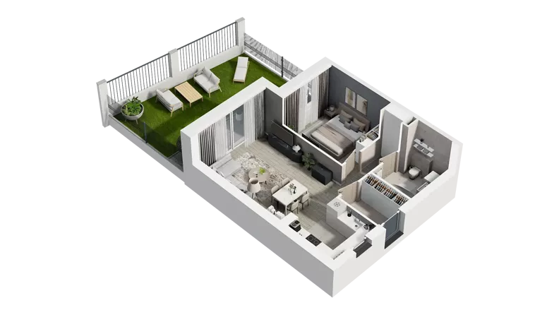 2 pokoje, mieszkanie 49,68 m², parter, oferta nr 14B.1, Przystań Sobieszewo, Gdańsk, Wyspa Sobieszewska, ul. Narcyzowa
