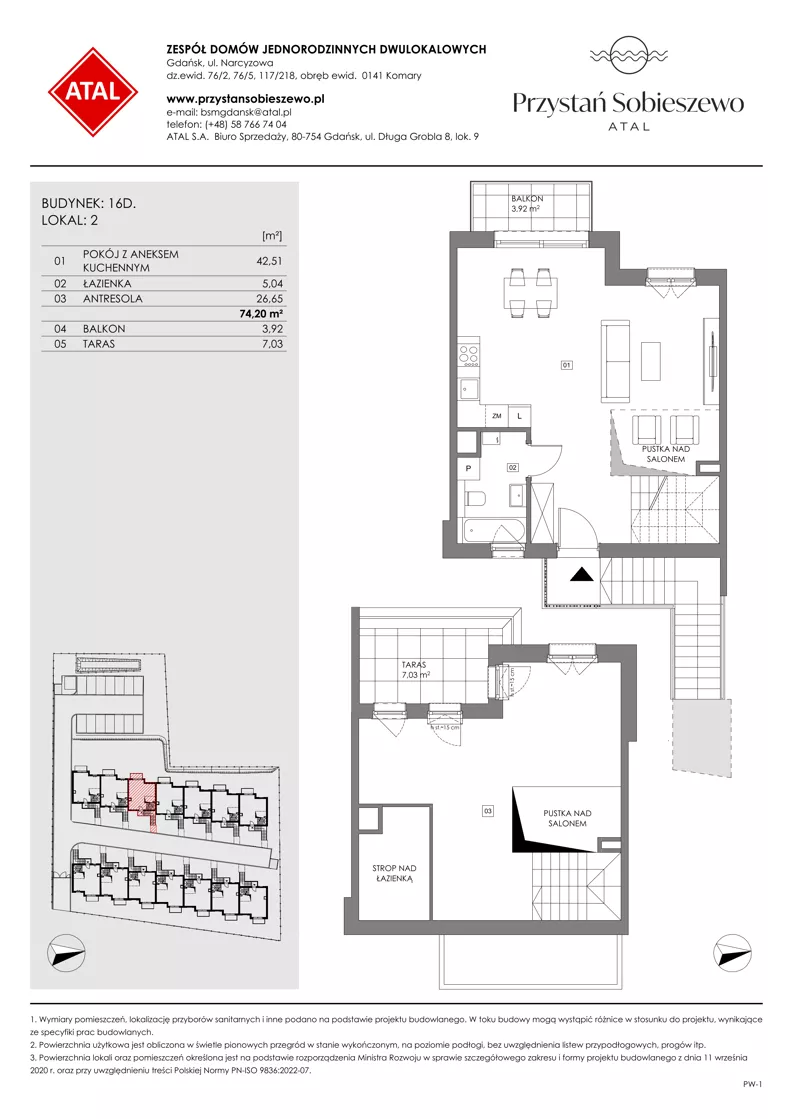 2 pokoje, mieszkanie 74,20 m², piętro 1, oferta nr 16D.2, Przystań Sobieszewo, Gdańsk, Wyspa Sobieszewska, ul. Narcyzowa