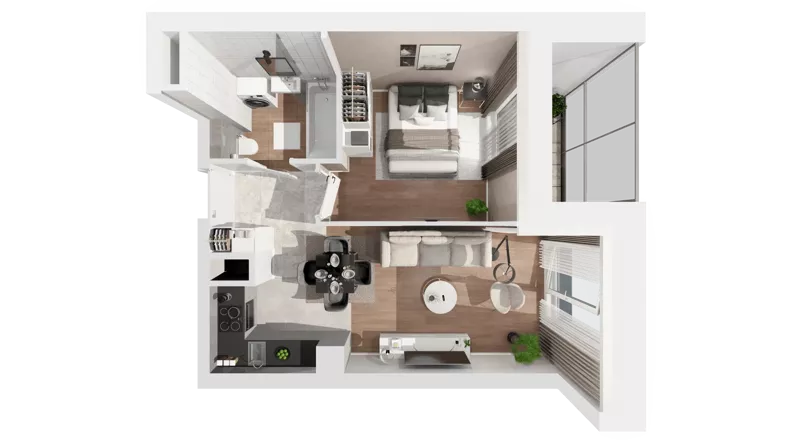 2 pokoje, mieszkanie 37,88 m², piętro 4, oferta nr C-04-42C, ATAL Olimpijska, Katowice, Śródmieście, Bogucice, ul. Olimpijska / al. Korfantego