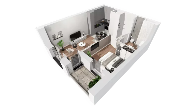 2 pokoje, mieszkanie 37,88 m², piętro 4, oferta nr C-04-42C, ATAL Olimpijska, Katowice, Śródmieście, Bogucice, ul. Olimpijska / al. Korfantego