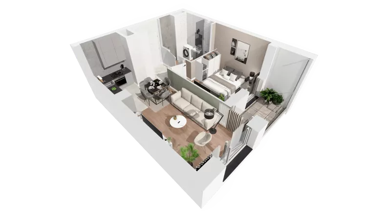 2 pokoje, mieszkanie 37,88 m², piętro 4, oferta nr C-04-42C, ATAL Olimpijska, Katowice, Śródmieście, Bogucice, ul. Olimpijska / al. Korfantego
