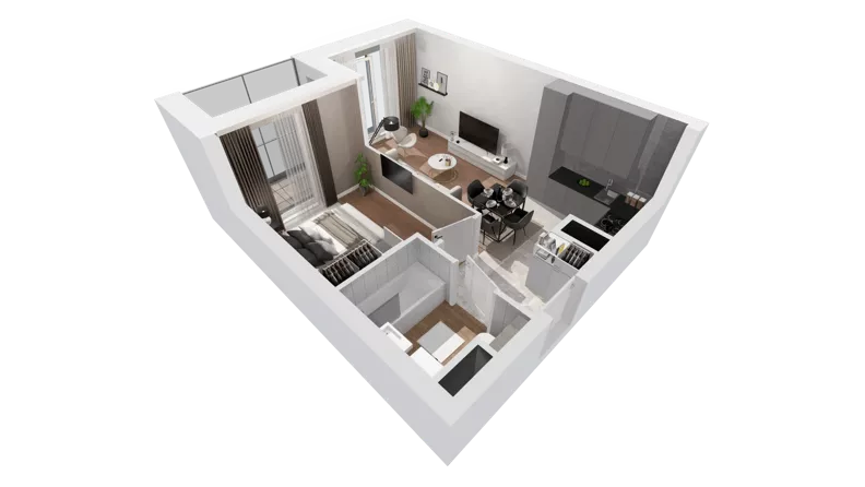 2 pokoje, mieszkanie 38,02 m², piętro 5, oferta nr C-05-55C, ATAL Olimpijska, Katowice, Śródmieście, Bogucice, ul. Olimpijska / al. Korfantego