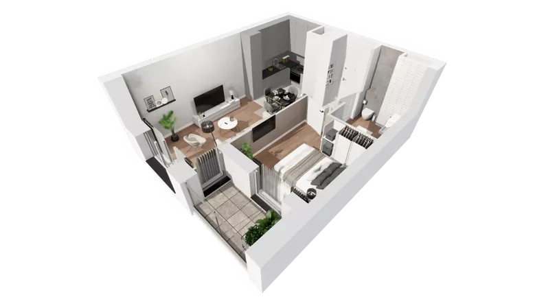 2 pokoje, mieszkanie 38,02 m², piętro 5, oferta nr C-05-55C, ATAL Olimpijska, Katowice, Śródmieście, Bogucice, ul. Olimpijska / al. Korfantego