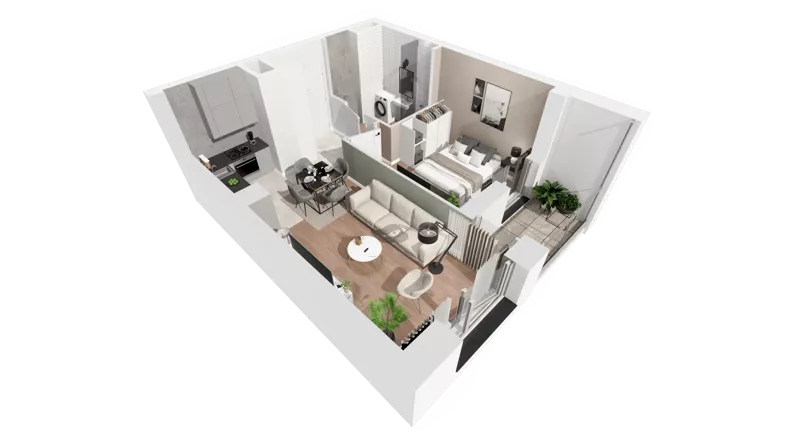 2 pokoje, mieszkanie 38,02 m², piętro 5, oferta nr C-05-55C, ATAL Olimpijska, Katowice, Śródmieście, Bogucice, ul. Olimpijska / al. Korfantego
