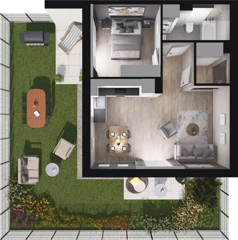 2 pokoje, mieszkanie 43,67 m², parter, oferta nr 8.1, ATAL Jasieny, Gdańsk, Jasień, ul. Stężycka