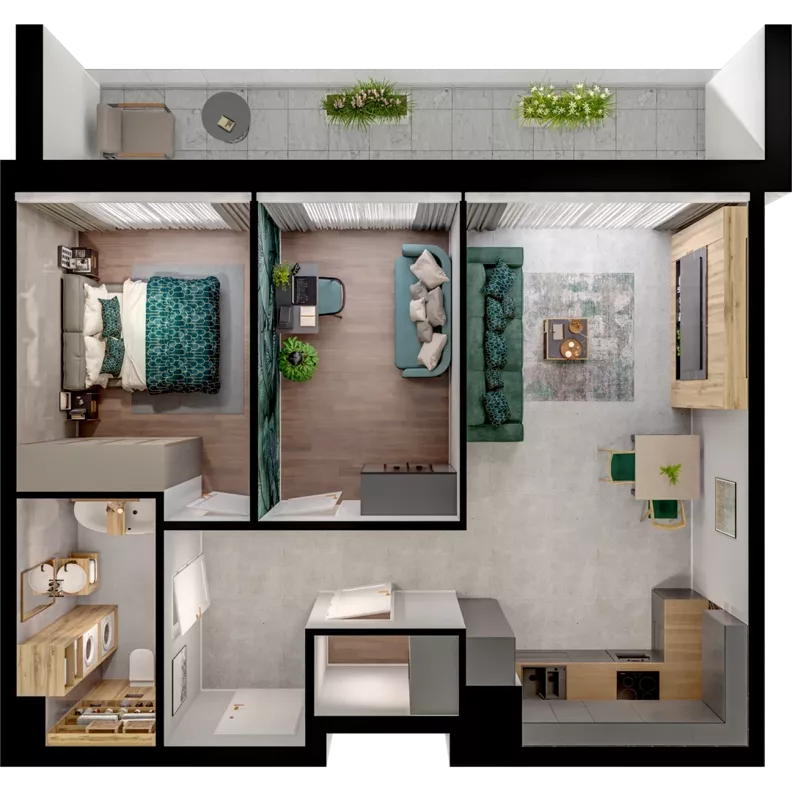 3 pokoje, mieszkanie 59,08 m², piętro 1, oferta nr A01.1.15, Skwer Witosa, Piastów, ul. Bodycha/Witosa