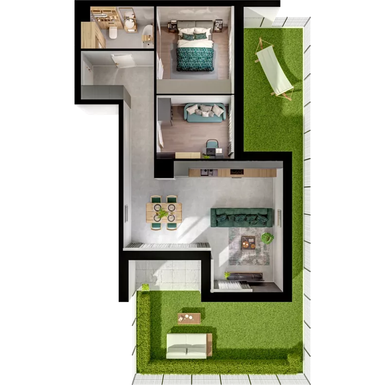 3 pokoje, mieszkanie 62,04 m², parter, oferta nr B01.0.01, Skwer Witosa, Piastów, ul. Bodycha/Witosa