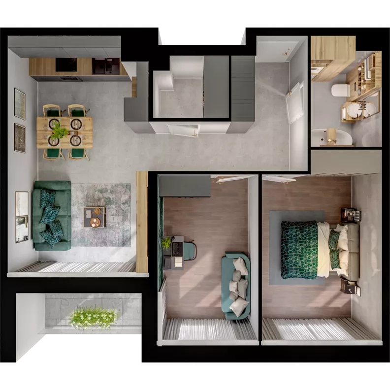 3 pokoje, mieszkanie 60,52 m², piętro 1, oferta nr B01.1.11, Skwer Witosa, Piastów, ul. Bodycha/Witosa