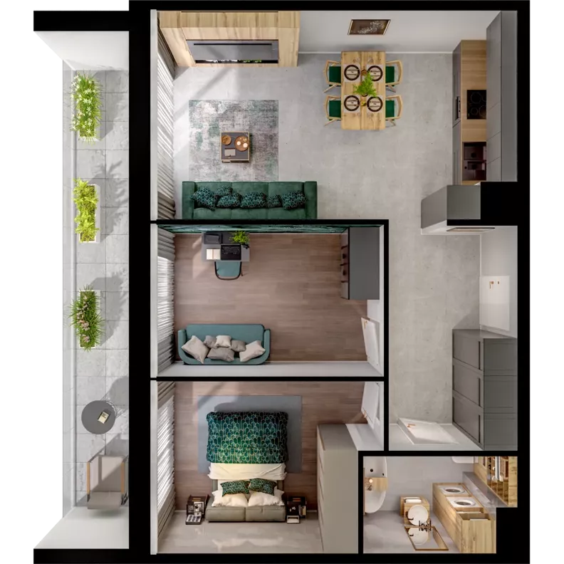 3 pokoje, mieszkanie 60,69 m², piętro 2, oferta nr C01.2.14, Skwer Witosa, Piastów, ul. Bodycha/Witosa
